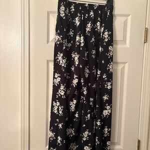 Ralph Lauren black and cream wide legged floral pant XL